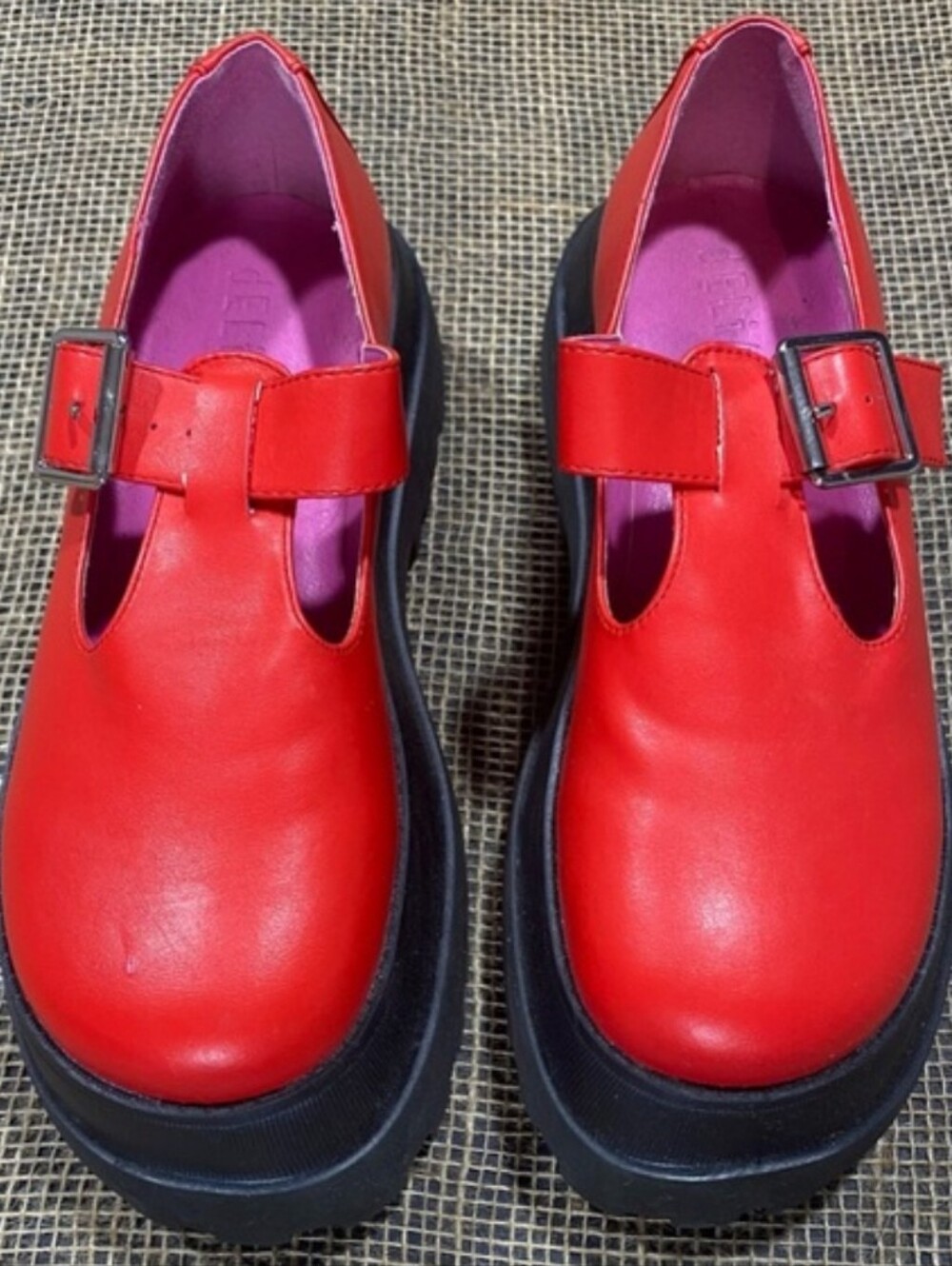 Dolls Kill Delia’s Platform Shoes Size 5M Red Mary Jane Adjustable Buckle